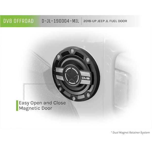 Dv8 Offroad JEEP JL ALUMINUM FUEL DOOR FOR 20-PRES WRANGLER JL DV8 OFFROAD D-JL-190004-MIL - main